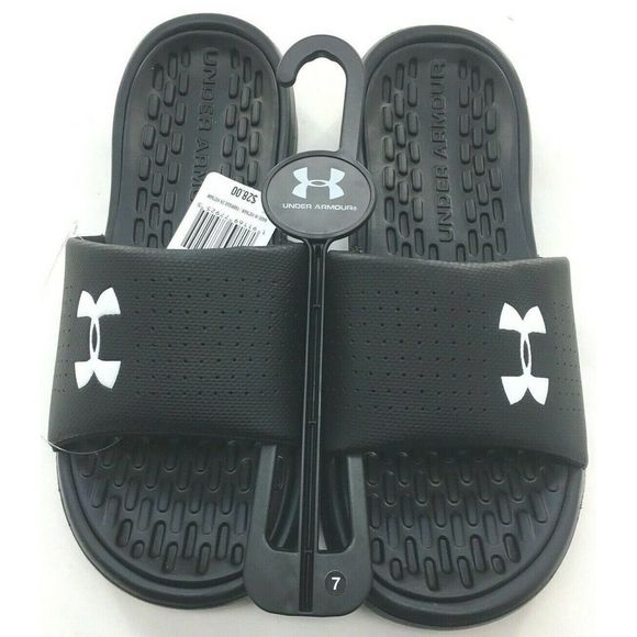 Mens Under Armour PlayMaker Fix Black Slide Sandal - Picture 1 of 4